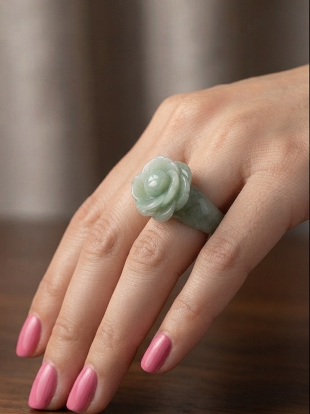 Jadeite Rose Petal Blossom Chunky Statement Ring Size 6 925wwchina